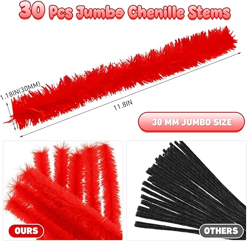 Vista 22 de Hotop 30 limpiapipas extra gruesos de 1.181 in de felpilla tallos de felpilla jumbo, suministros de manualidades para principiantes, suministros