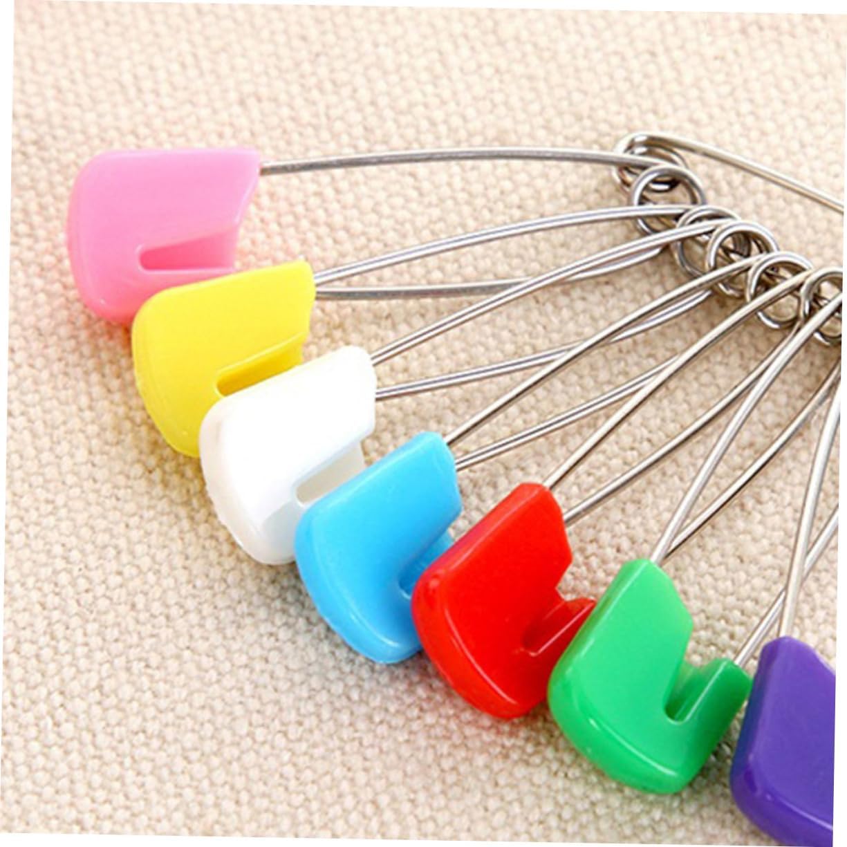 50Pcs Plastic Head Safety Pins Locking Stainless Steel Diaper Pins for Cloth Diapers and Sorting Gloves Durable and Resistant for Adult Use