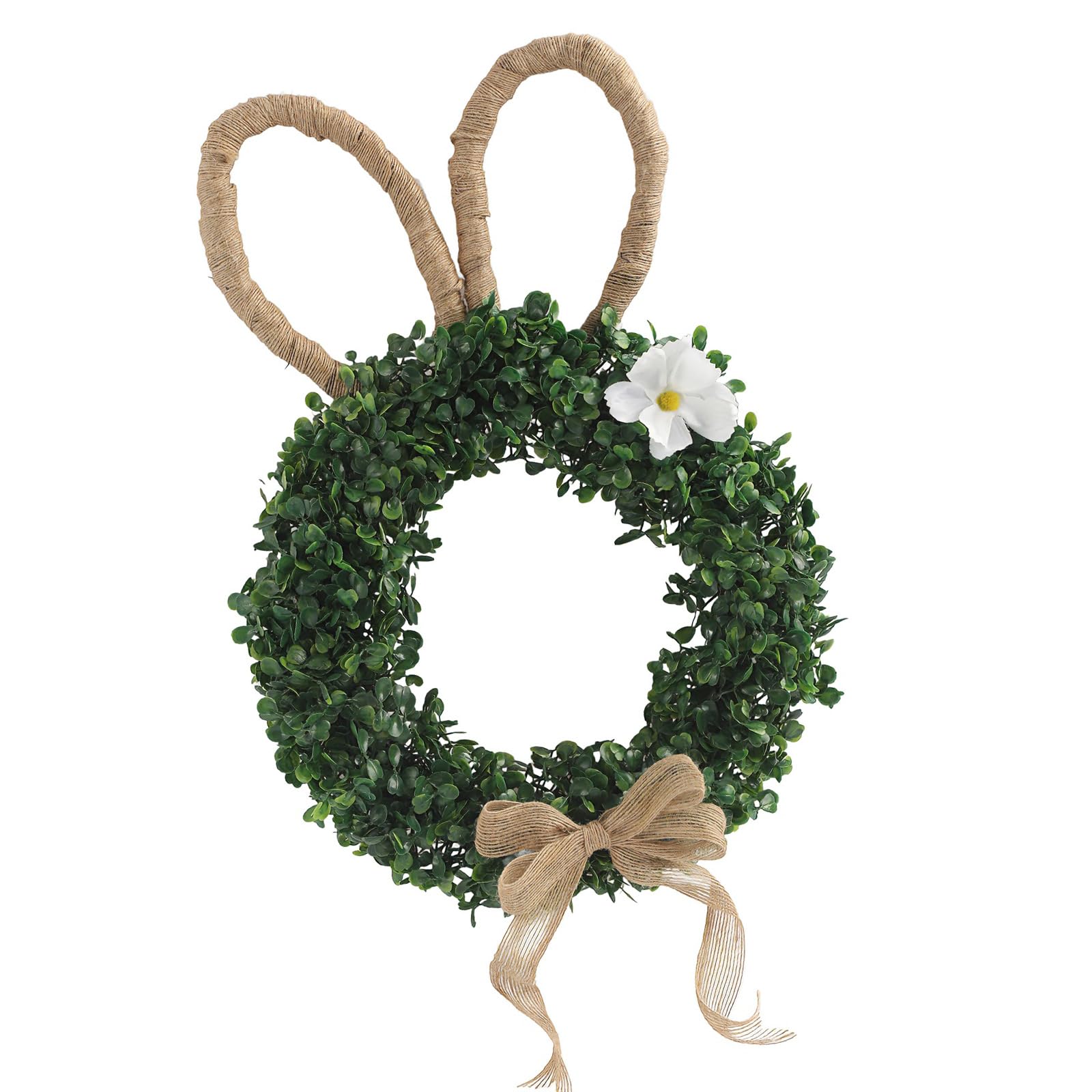 Jazuaiao User Friendly Wreath Including Rabbits and White Flowers for Easter and Year Round Decors Outdoor Sturdy Weather Proof Outdoor Garden Wreath