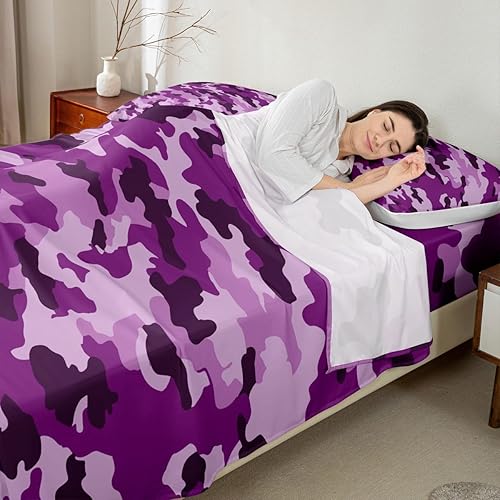 Miniatura 3 de Juego de ropa de cama con estampado de camuflaje para niños, niñas, adolescentes y adolescentes, ropa de cama de camuflaje minimalista con 2 fundas