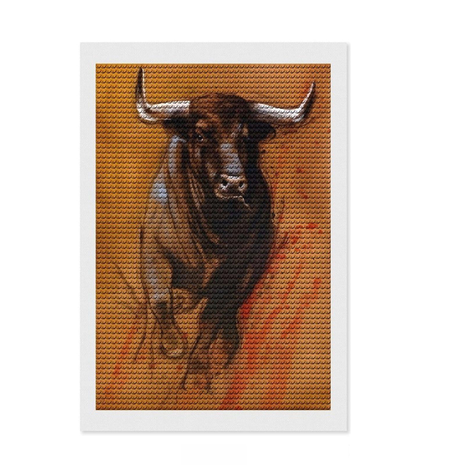 Junmoney Matador Bull Diamond Painting Canvas Kit 8"x12", Winter Craft, Home Decoration, Boho Decor, Thoughtful Present, Creative Hobby
