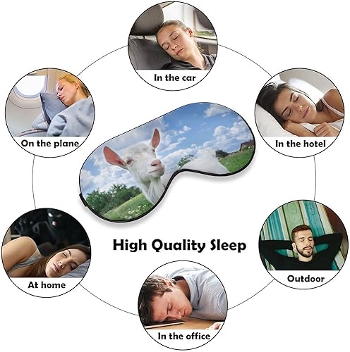 Miniatura 4 de Máscara de ojo de cielo azul de cabra con correa ajustable, bloquea la luz nocturna para viajes, dormir, yoga, siesta, mujeres y hombres