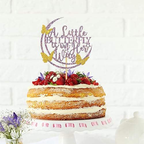 Miniatura 4 de Belrew A Little Butterfly is on Her Way - Decoración para tartas, letrero de mariposa para baby shower, suministros de fiesta de primer cumpleaños,