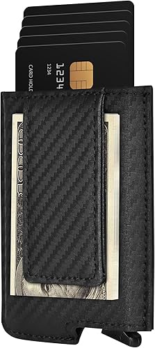 Miniatura 8 de Dinghao RFID bloqueo delgado clip de dinero cartera de aluminio automático pop-up tarjeta caso