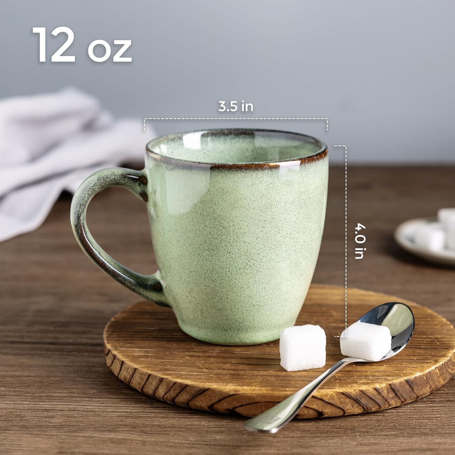 Juego de tazas de café de cerámica de 4, tazas de cerámica de 350 ml para café, té, cacao caliente - apto para lavavajillas y microondas, perfecto para el hogar o la oficina