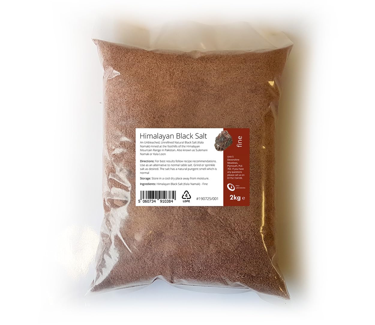 Intralabs - Black Himalayan Salt 2kg - Pure & Naturally Organic Food Grade Kala Namak Fine
