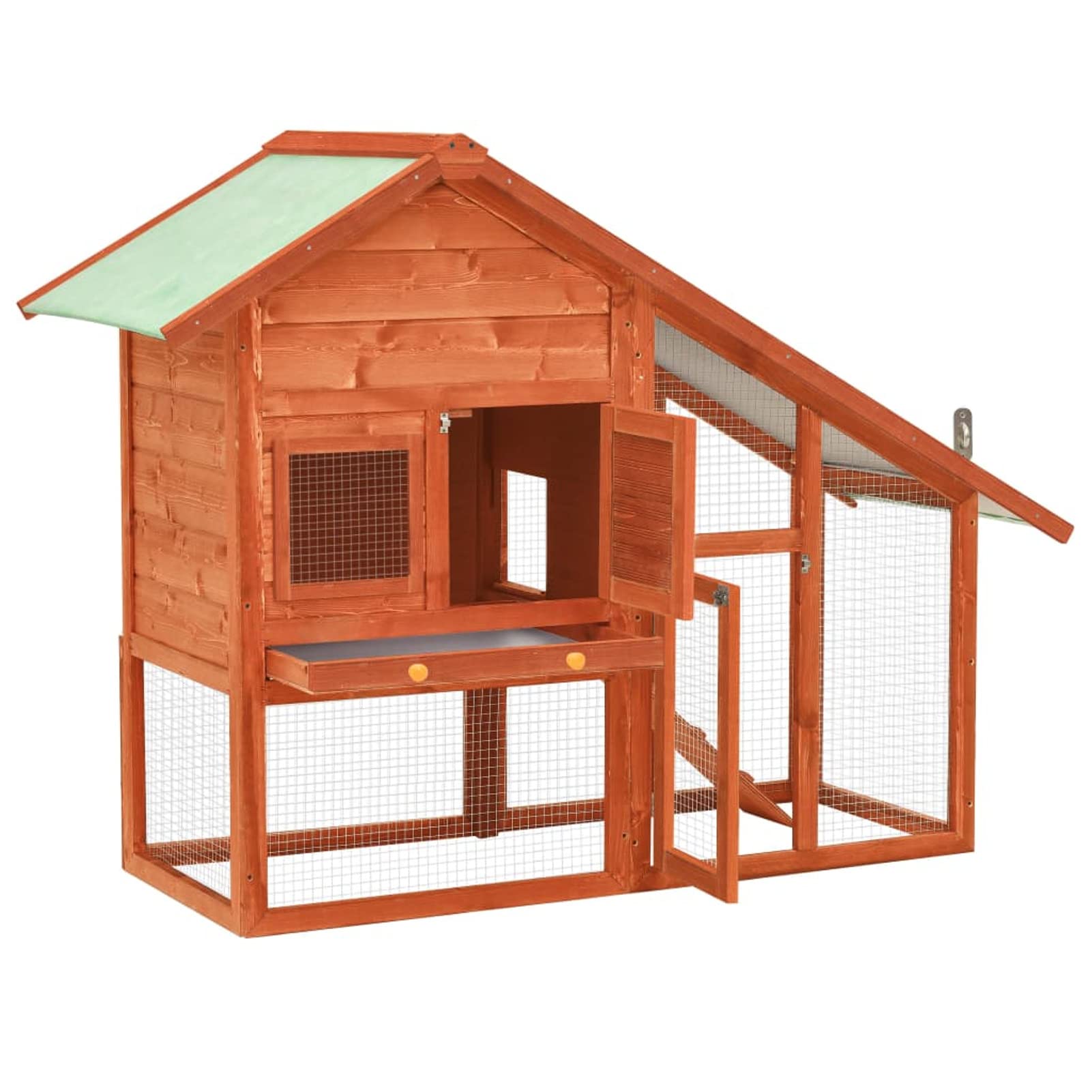 LAPOOH Conejera de Madera Maciza de Abeto 140x63x120 cm, Jaula Cobaya, Jaulas para Conejos, Jaula Hamster, Casa Conejo, Casita Conejo, Kid Conejo