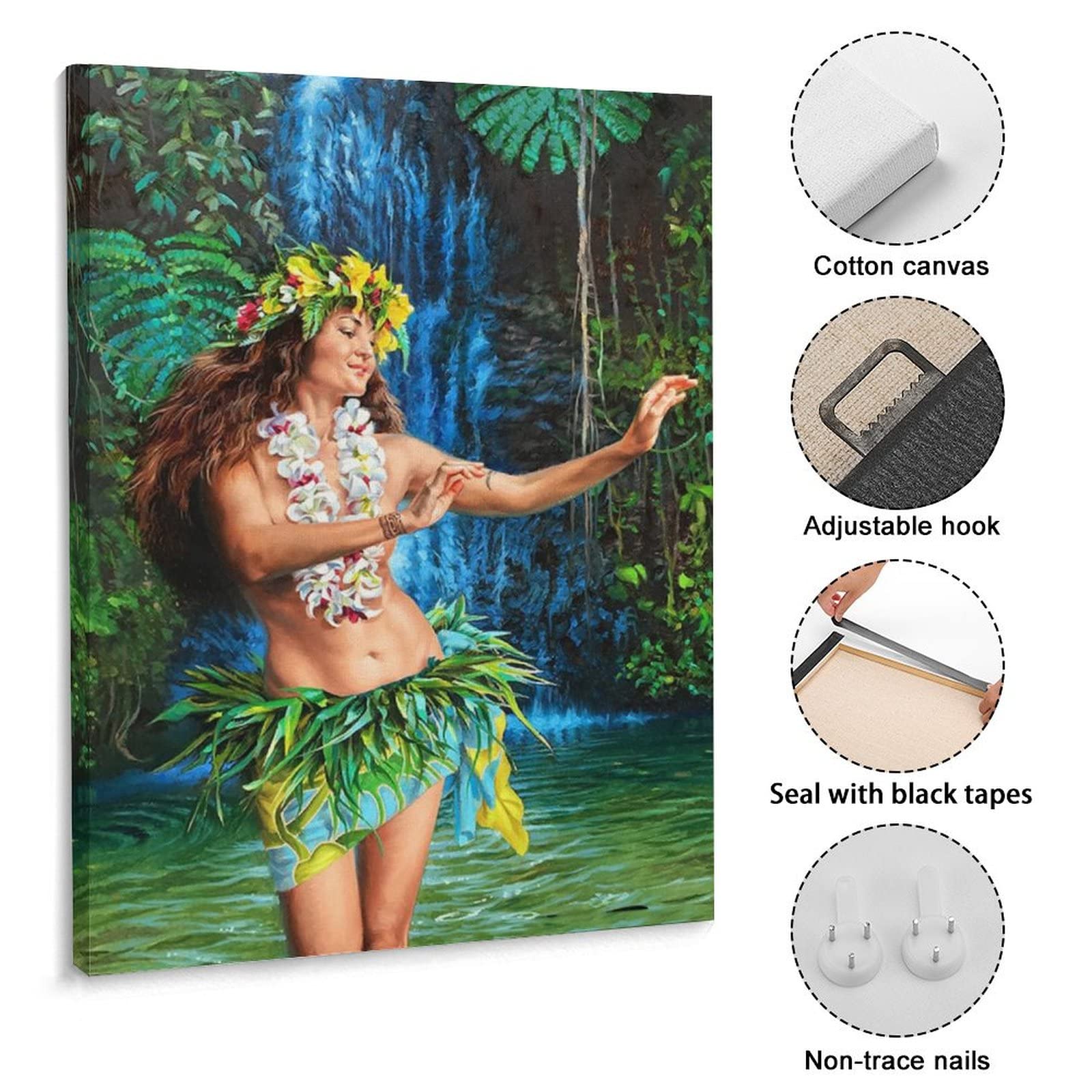 Hula Girl 限定版アート 238/250 24x30 Sexy Hawaiian Hula Girl Wall Art Vintage Tahitian Hot Girl Poster