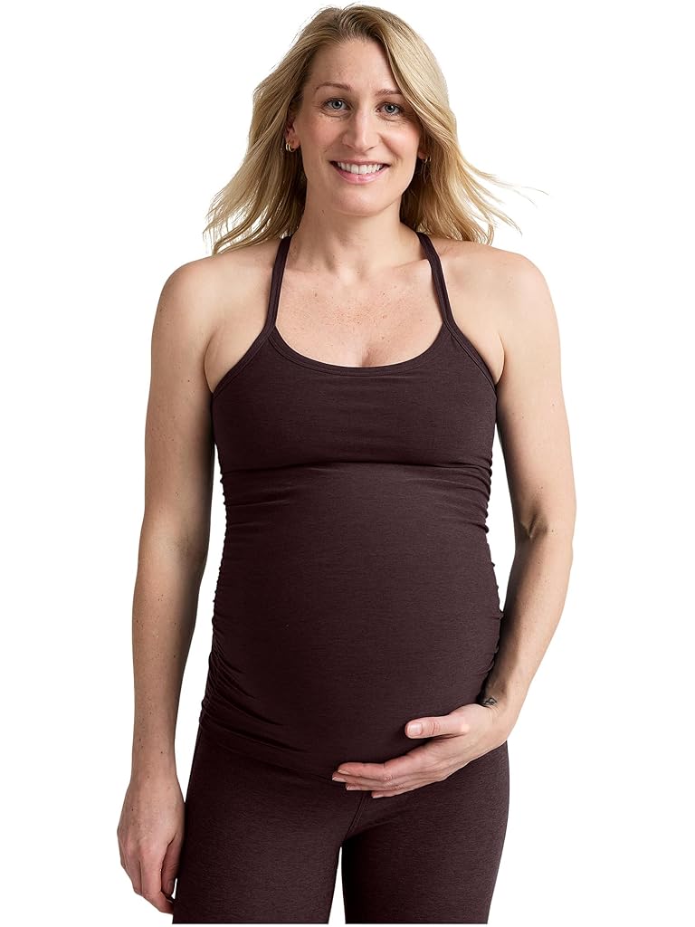 Brown Beyond Yoga Spacedye Keep Your Cool Maternity Slim Racerback T