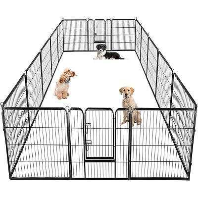 BestPet | Dog Playpen | 40 Inch, 16 Panels | Heavy Duty Metal Pet Exercise Pen | Indoor Outdoor Fence Panels | Rust-Resistant, Removable, Tool-Free Setup | Anti-Skid, Expandable Design