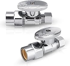 (Pack of 2) Seelink CPVC 1/4 Turn Straight Stop Valve, 1/2" CPVC Pipe x 3/8" OD Compression, Chrome Plated Brass(VALVE073)
