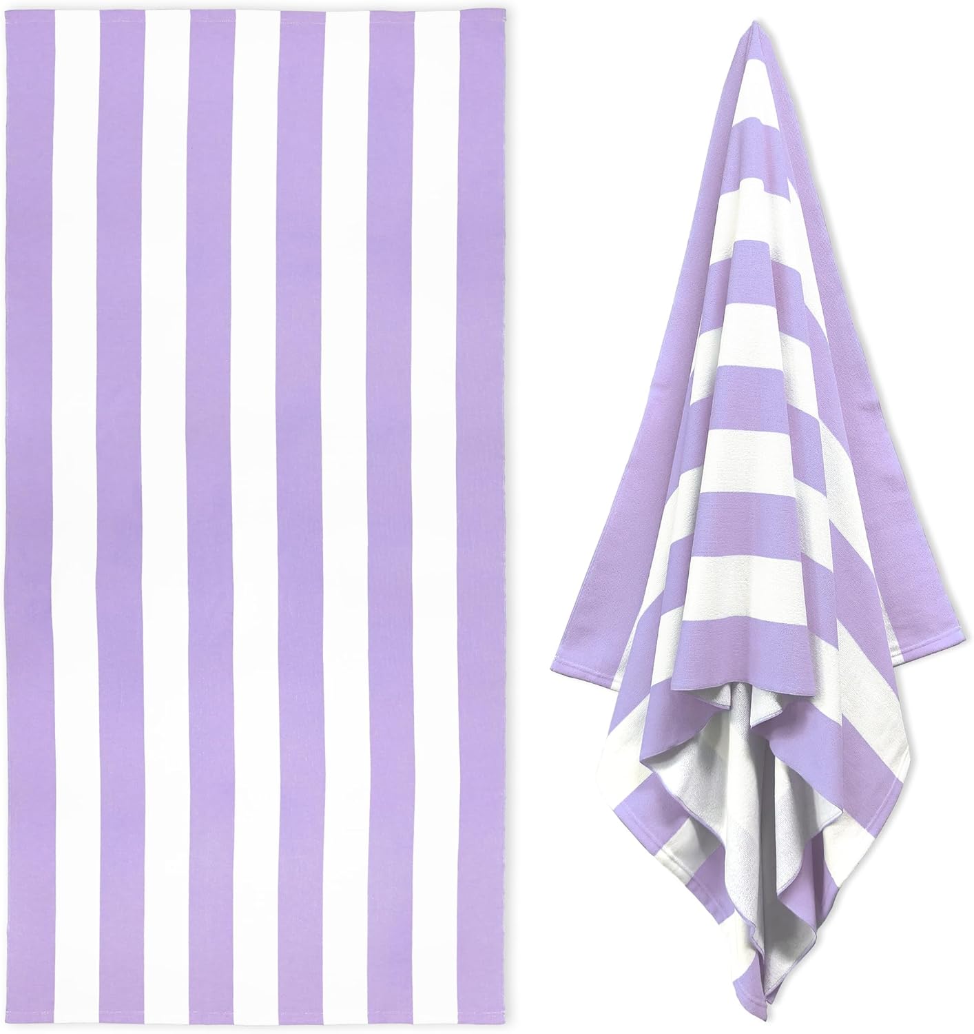 HENBAY Large Oversized Beach Towel - 35 x 70 Inch Microfiber Pool Towel, Purple Striped Quick Dry Cabana Swim Towel