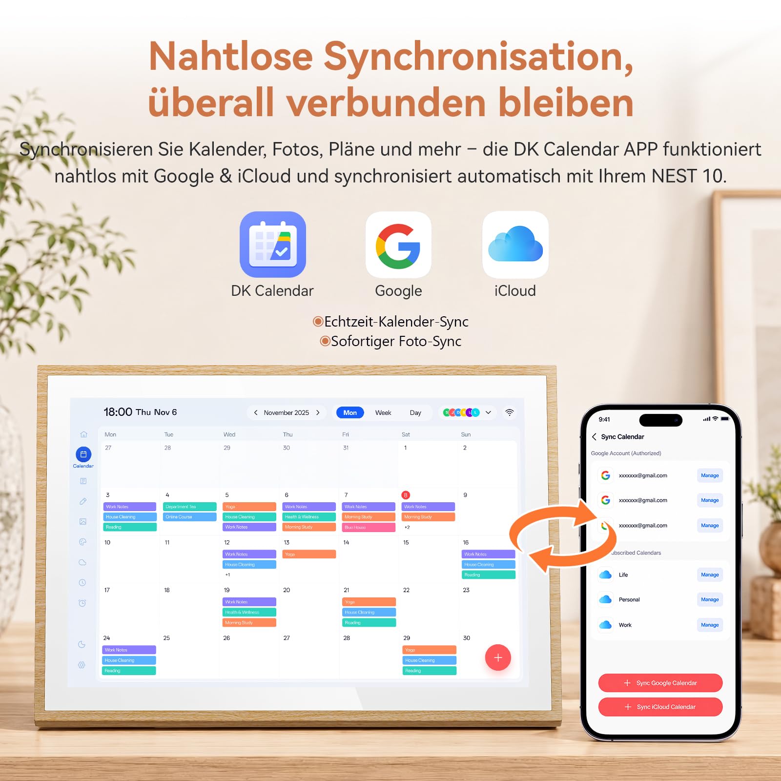Blackview Digitaler Kalender 10,1"–Elektronischer Wandkalender Multifunktionaler Familienplaner mit Uhr, Wochenplaner- und Monatsplanung, übersichtlicher Startseite, Synchronisation für Zuhause & Büro