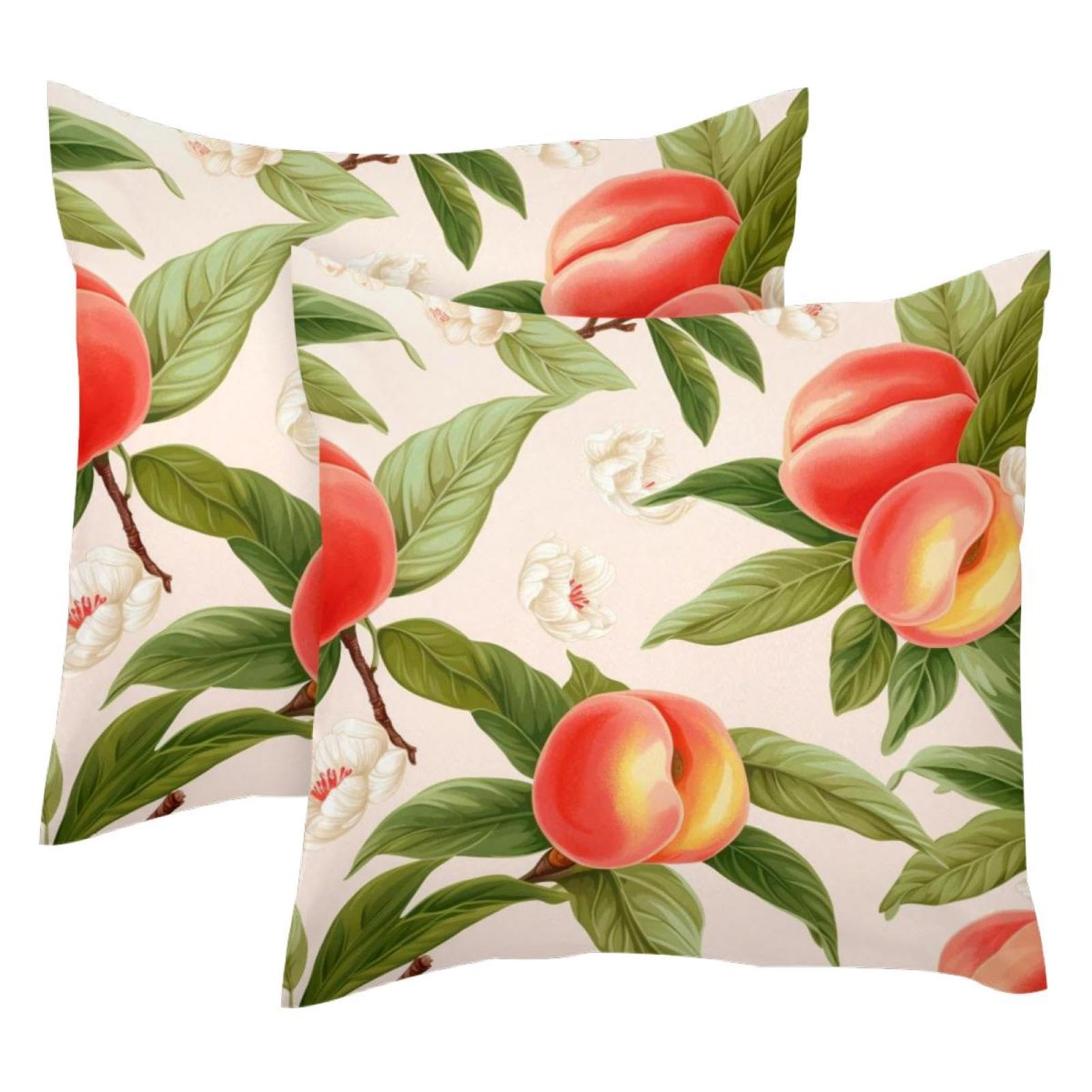 Housses de coussin velours 50x50 cm lot de 2 motif pêche fleurie