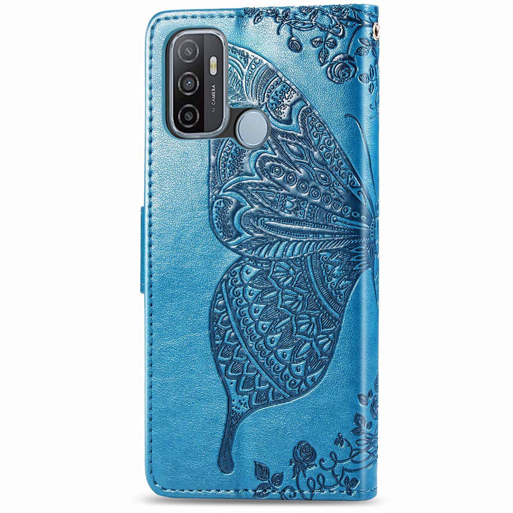 Custodia Oppo A53 2020 Con Portafoglio E Cinturino - Farfalla Diamante Nero