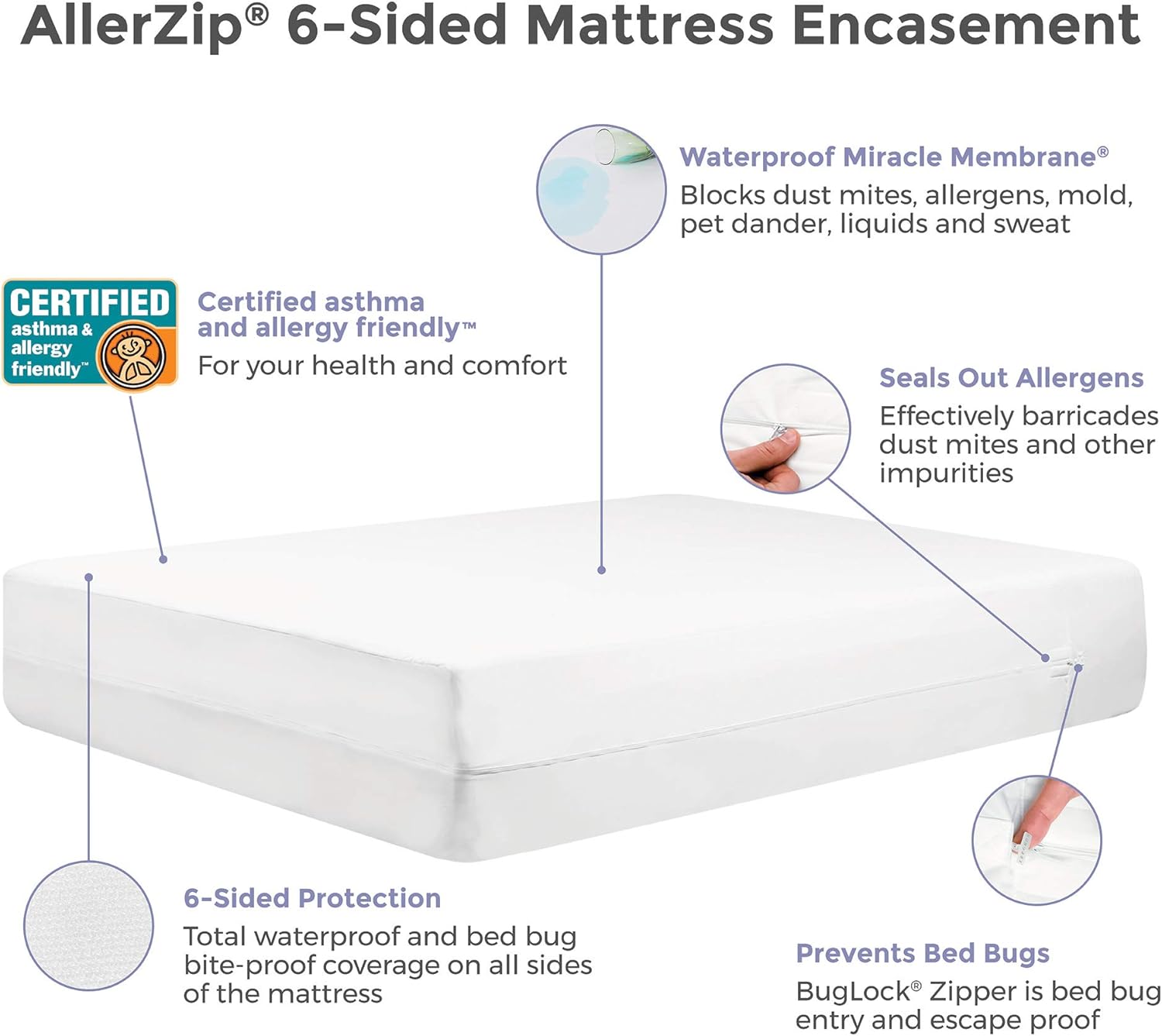 Limited Stock Protect-A-Bed AllerZip Smooth Encasement, King (12-18 in. H)