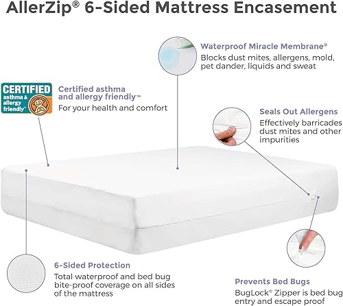 Miniatura 5 de Protect-A-Bed AllerZip Protector de colchón impermeable suave, lavable a máquina, tamaño King, 11-18 pulgadas