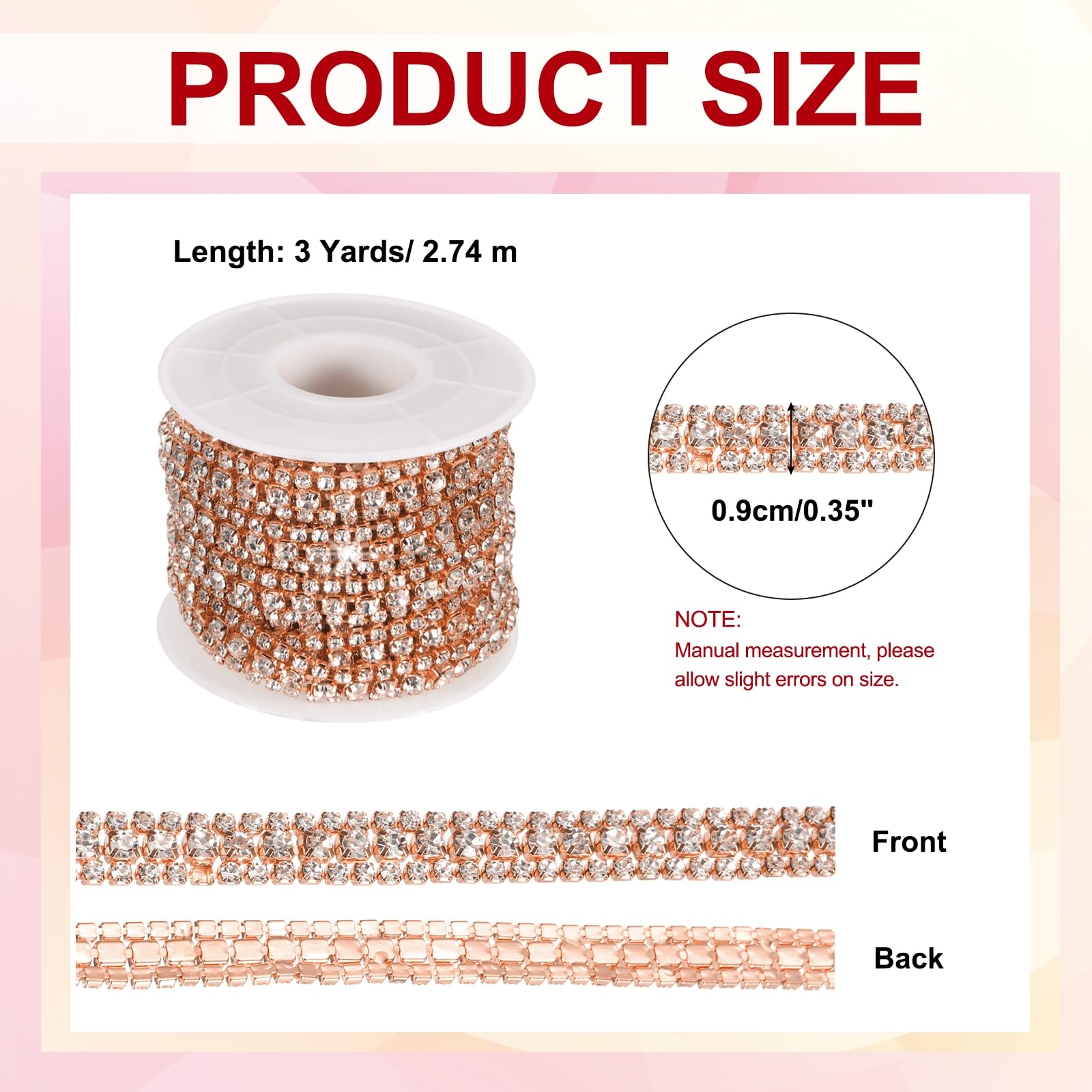 PATIKIL 3 Yards Rhinestone Chain Roll - Image 2