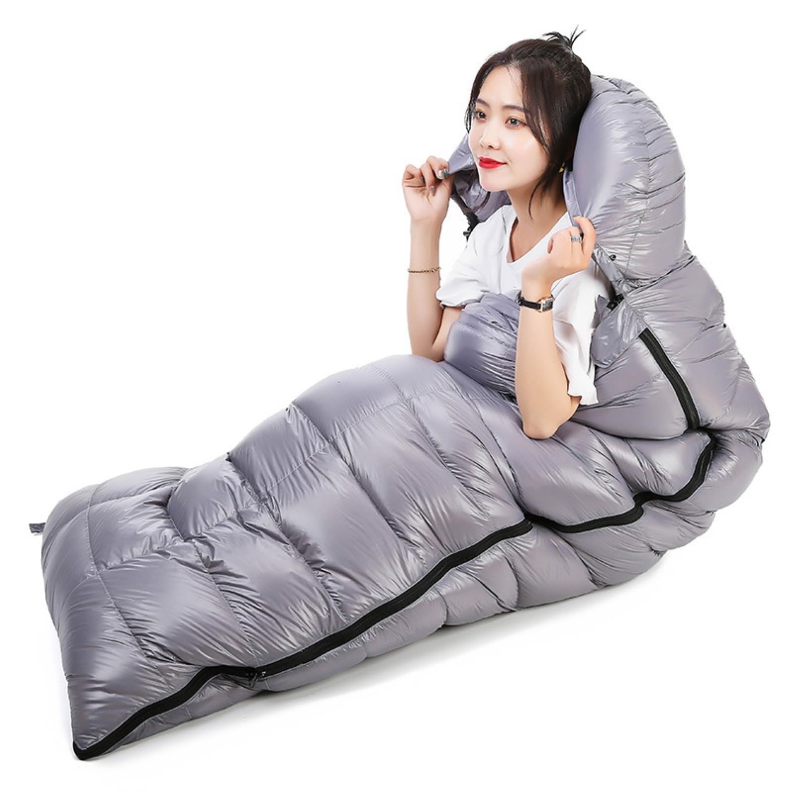 saco de dormir Saco de dormir de plumas for todas las estaciones, adecuado for acampar al aire libre, impermeable, resistente al viento y cálido, con bolsa de almacenamiento bolsa de dormir camping (