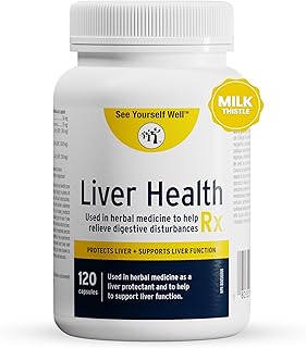 Liver Health Rx: Liver Cleanse, Detox & Repair Fatty Liver. Milk Thistle Extract with Silymarin 80%, Dandelion Root, Yarrow, Burdock Root & Cynara (Artichoke) to Support Healthy Liver Function. (120 Capsules) - See Yourself Well