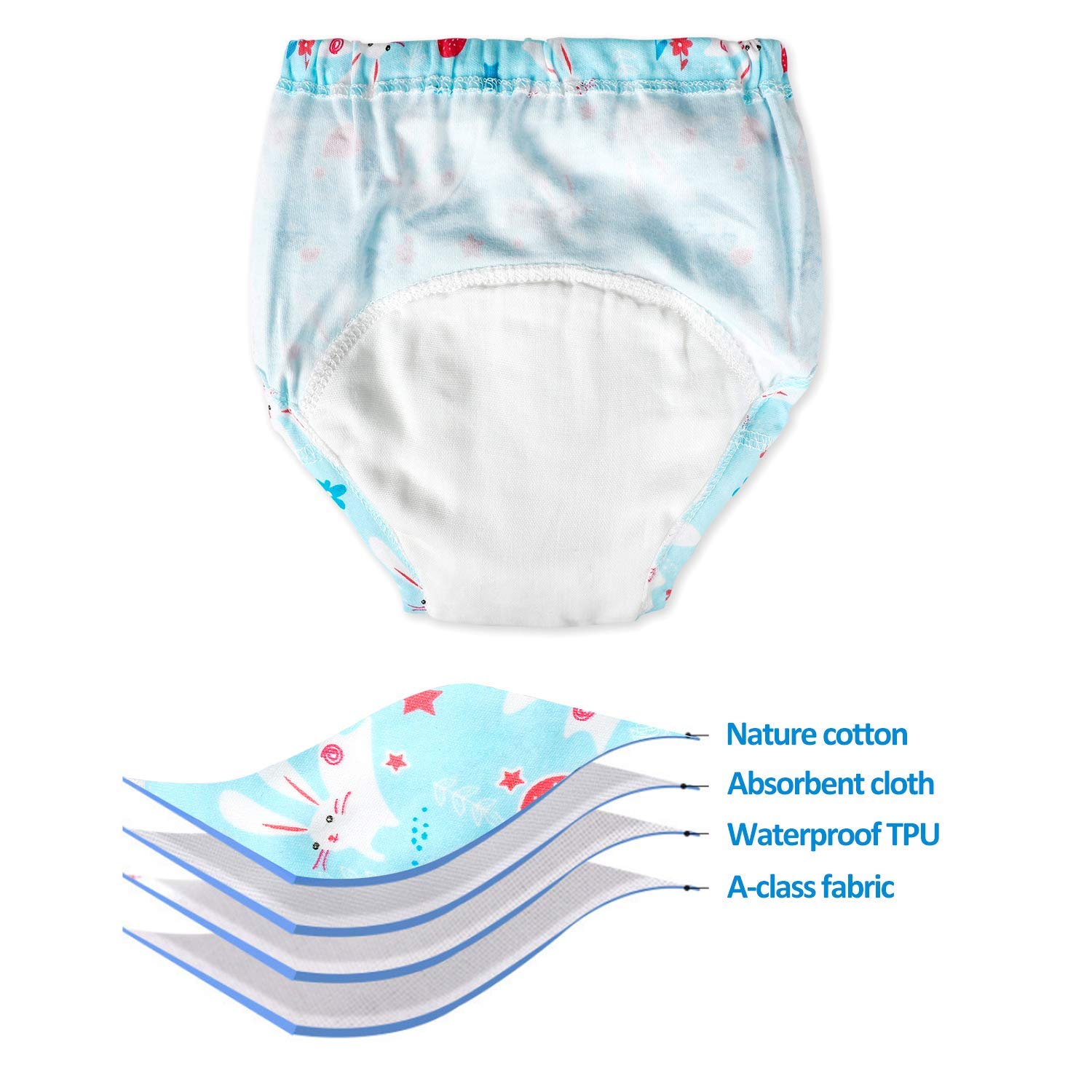 Flyish Töpfchen-Trainingshose Baby Lernwindel Windelhose Wasserdicht Trainer Windelhosen für Baby 1 bis 3 Jahre, 4 Stück, 3 Jahre, Girls - 3