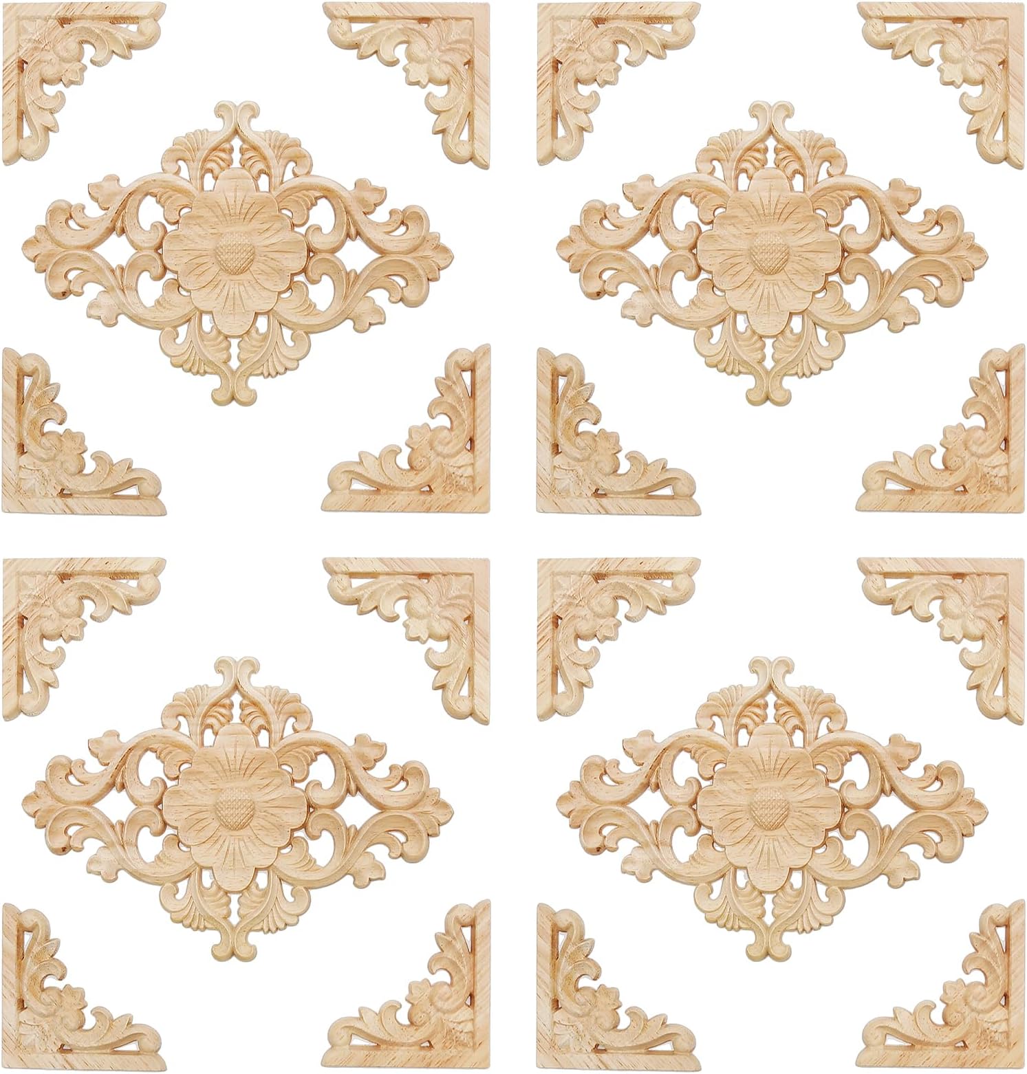 4Pcs Wood Appliques & Onlays For Furniture 3.15
