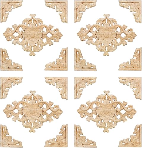 UOIENRT 20 piezas de apliques de madera y onlays para muebles, decoración de madera tallada para muebles, cama, armario, pared, armario, puerta,