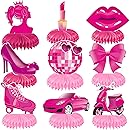 Pink Girls Birthday Decorations Hot Pink Princess party Honeycomb Centerpieces Disc...