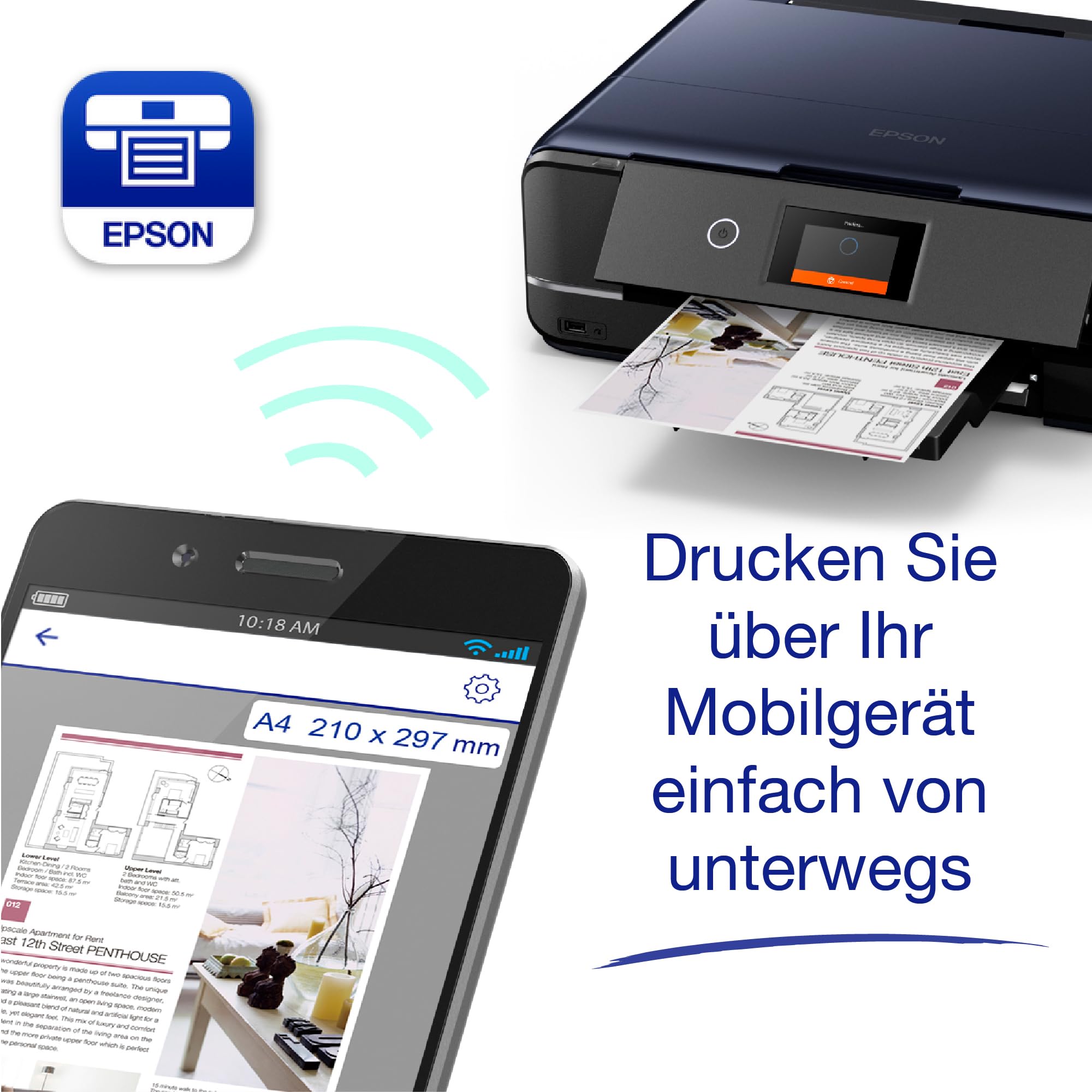 Epson Expression Photo XP-970 3-in-1 Tintenstrahl-Multifunktionsgerät Drucker (Scanner, Kopierer, WiFi, Ethernet, Duplex, 10,9 cm Touchscreen, Einzelpatronen, 6 Farben, DIN A3) schwarz