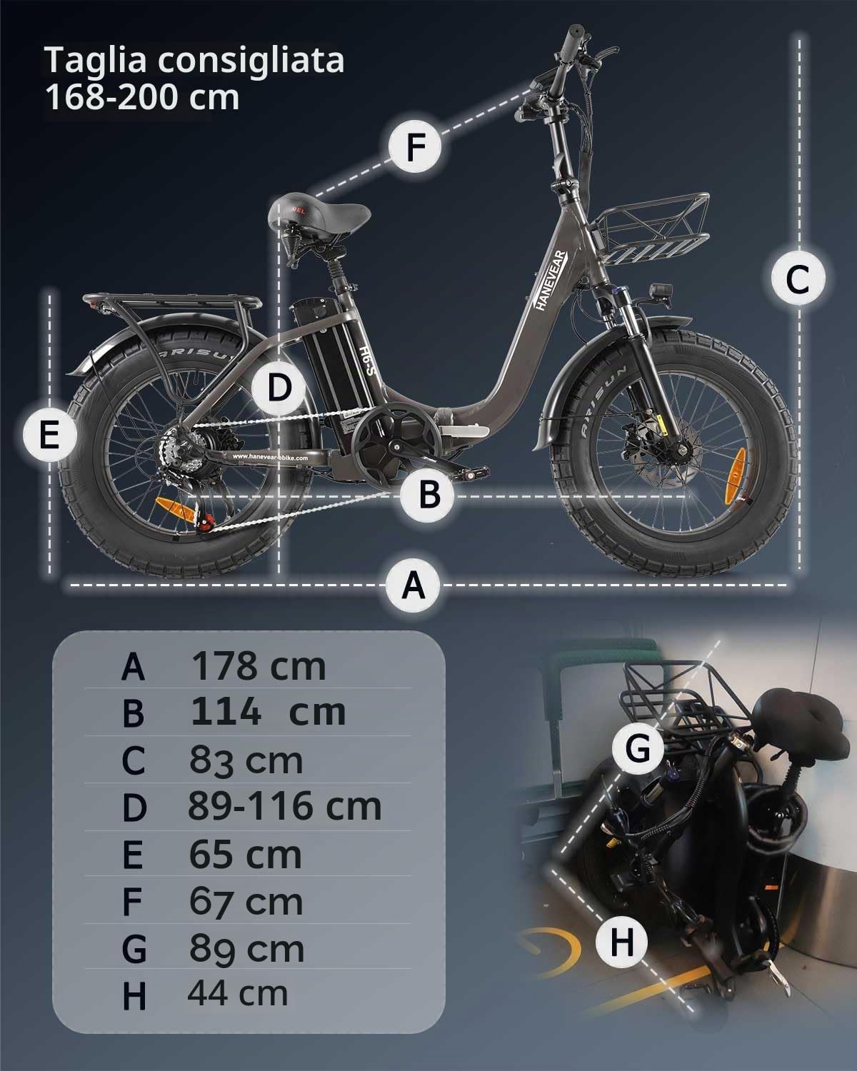 HANEVEAR Bicicletta Elettrica 20'' Bici Elettrica Pieghevole Batteria al Litio 24Ah/48V | 140 km, Motore Posteriore 250W, Freno Idraulico, E Bike Trekking/Città Bici Elettrica per Uomo Donna