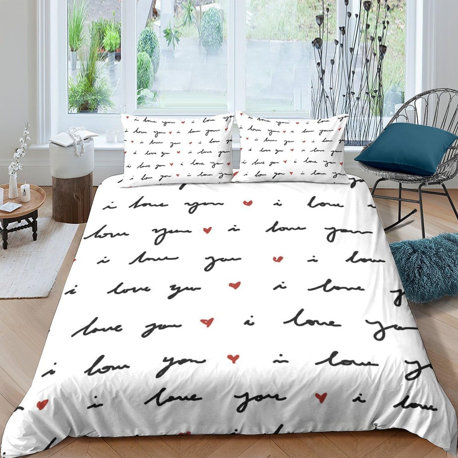 Ctjqhvkz Style-1 3D Printed Love Script Fitted Sheet Microfiber Heart Pattern Mattress Cover Anti-Slip Easy Care For Bedroom Dorm Decor Single（135X200cm）
