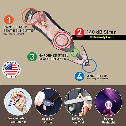 Vista 12 de Stinger Juego de llaveros de alarma personal: alarma de seguridad, sirena, cortador de cinturón de seguridad, rompeventanas de automóvil, Verde