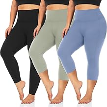 we fleece 3 Pack Capri Leggings for Women -Stretchy X-Large-4X Tummy Control High Waist Spandex Workout Yoga Pants