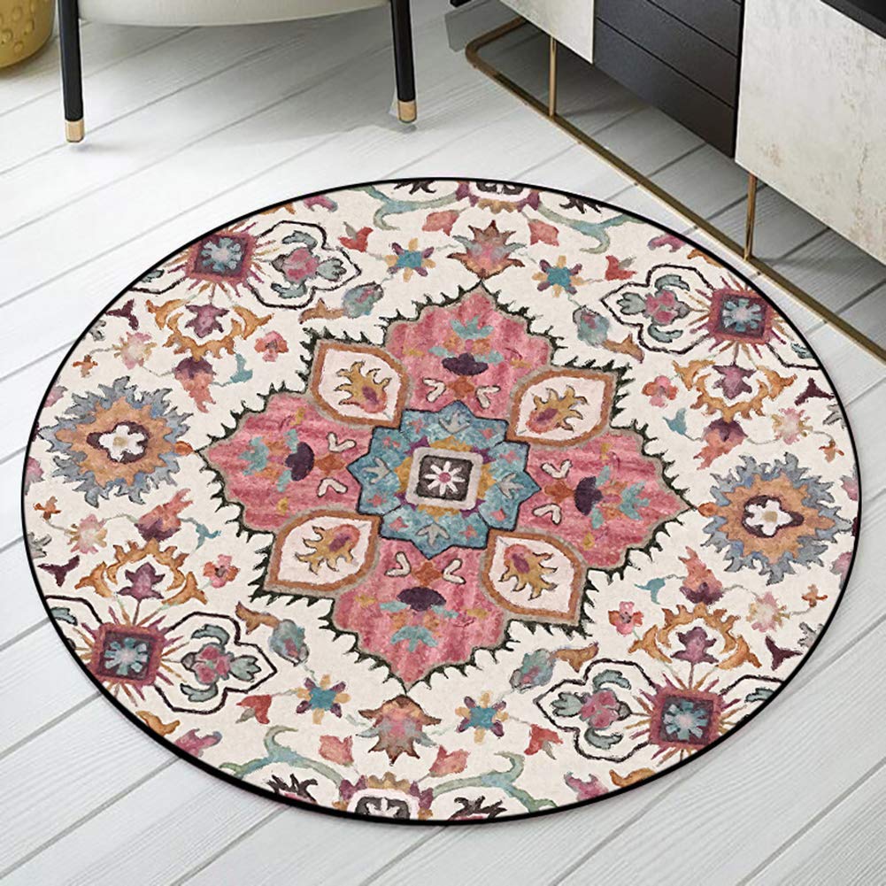 Kwiaty Rustykalne Okrągłe Dywaniki Czeski Dywan Mata Podłogowa Duża do Salonu Sypialnia Sofa Przedpokój (120 cm Średnica)
