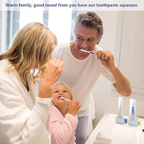 Miniatura 2 de Dispensador de tubo de pasta de dientes, soporte multifuncional para tubos giratorios, rodillos exprimidores de plástico, tubo de extrusora manual,