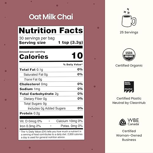 Miniatura 2 de Blume Leche de avena Chai Latte - Fuente orgánica de Chai de la India - Super Latte con cardo mariano, hinojo y raíz de jengibre - Sin azúcar, sin