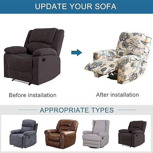 Miniatura 7 de HAOYONG Fundas reclinables elásticas Lazyboy - Funda reclinable de 4 piezas para sillón reclinable de 1 asiento, fundas para sofá reclinable con