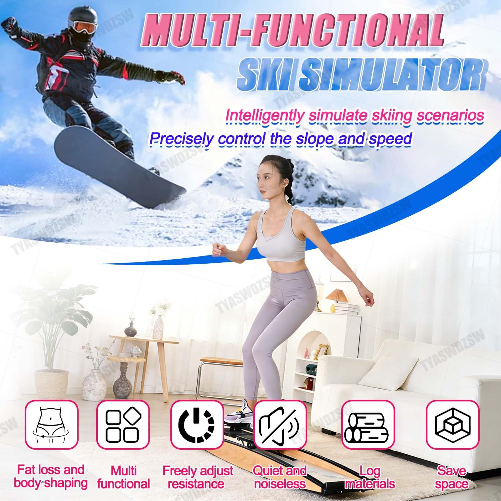 Ski Erg Maschine Für Den Heimgebrauch, Multifunktionaler Ski Trainer Mit Matte & Stöcken, 0-100kg Verstellbarer Magnetwiderstand Für Effektive Fettverbrennung Für Fitnessstudio