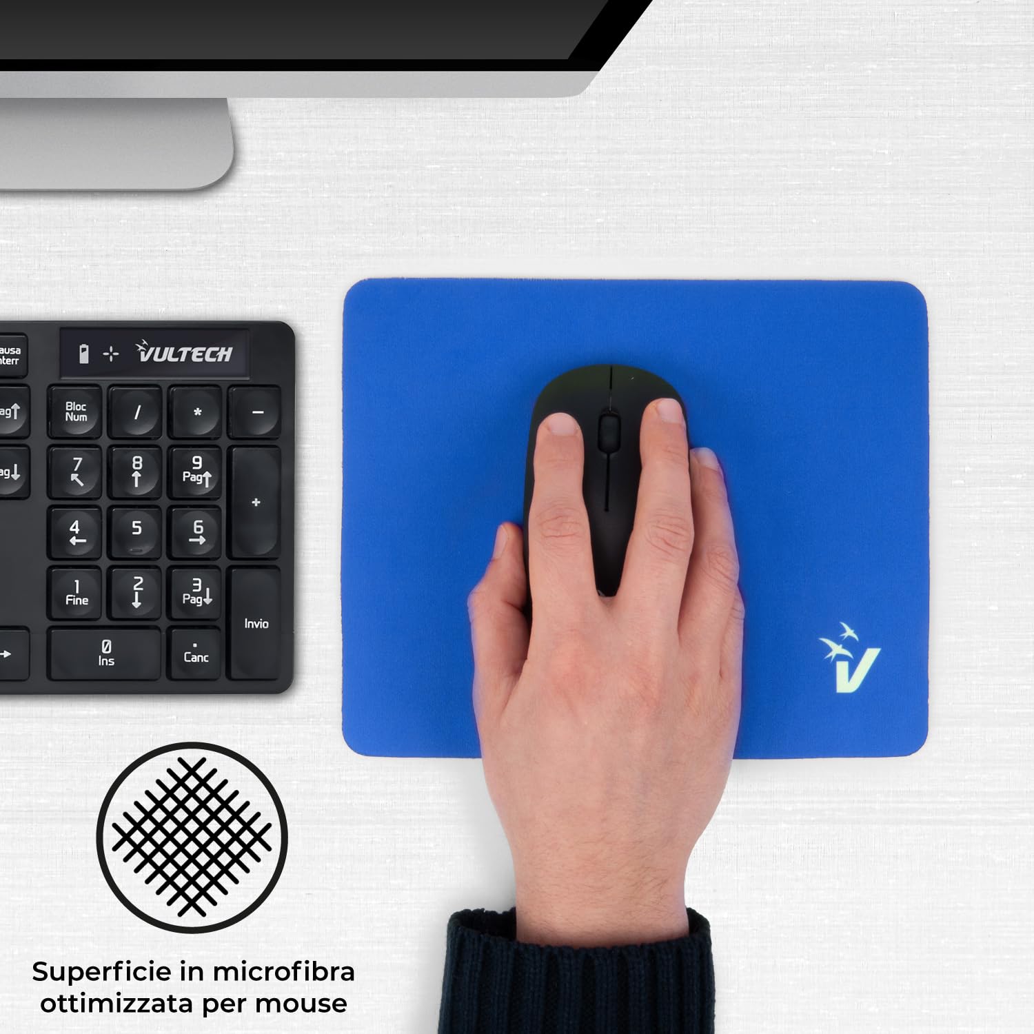 VulTech Mouse Pad MP-01B Blu Antiscivolo Gomma