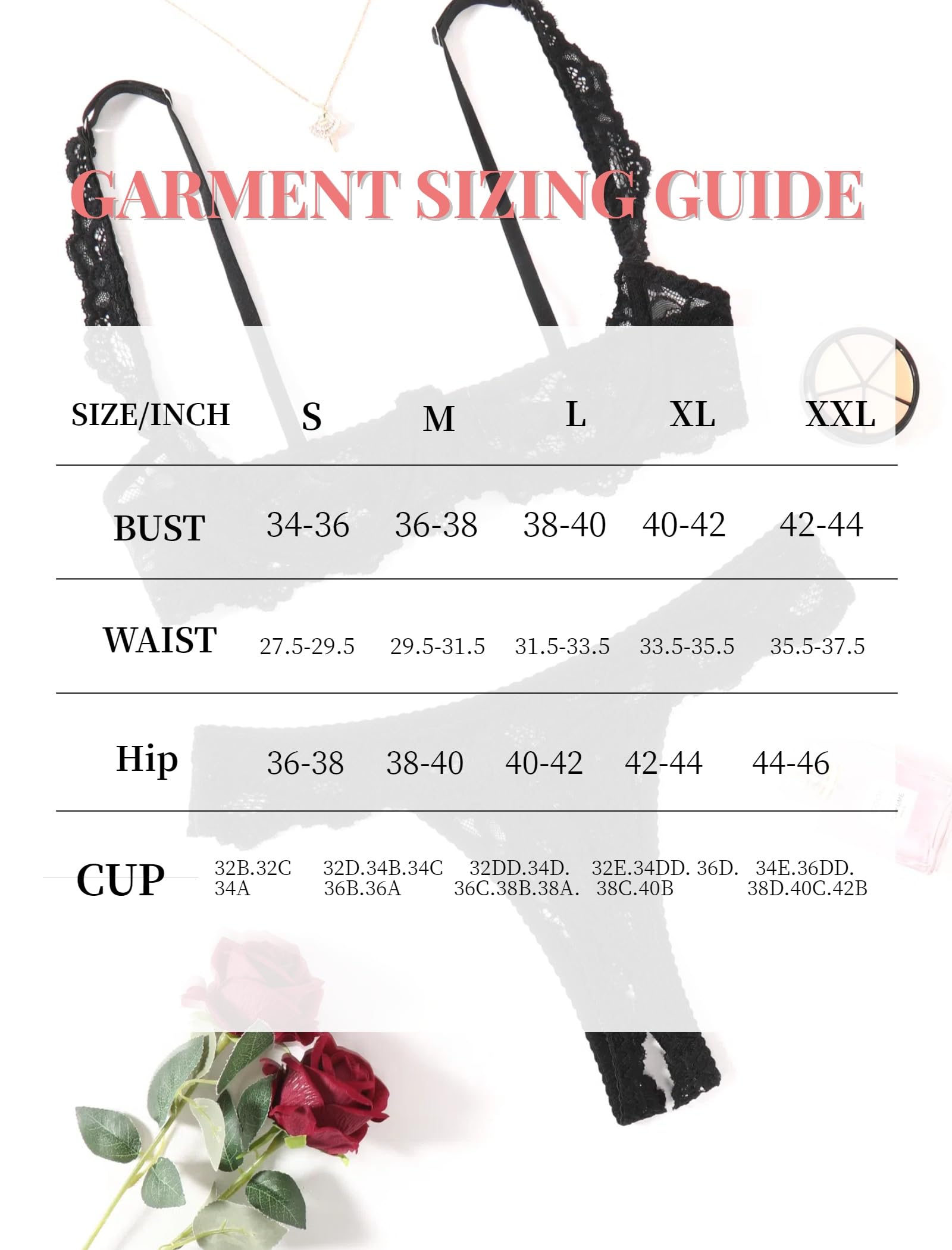 Avidlove Sexy Lingerie Set for Women Lace Bra and Panty Sets Underwire Push Up Lace Lingerie Set XS-XXL