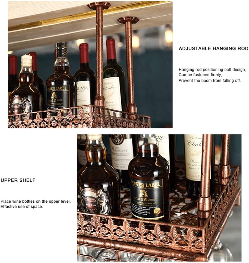 Bottle Rack Wine Rack Hanging Bar Counter Goblet Bar Rack Upside Down Wine Glass Rack Wine Rack Ornaments (A 80 * 35cm)