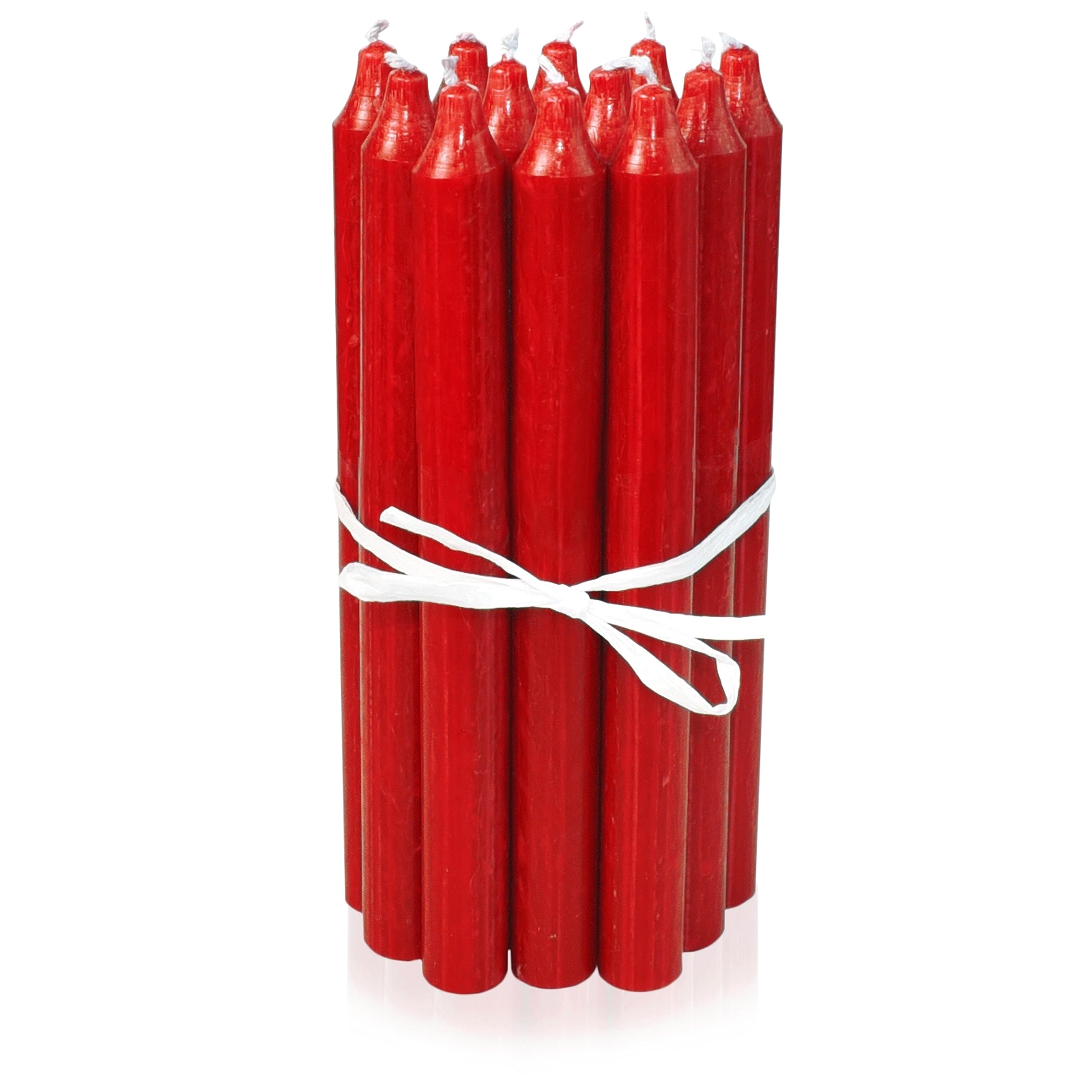 Lumely Red Danish Premium Taper Candles Pack Of 12, Height 18 Cm, Diameter 2.2 Cm, Burn Time Approx. 8 Hours, Cylindrical Candles, Decorative Candle Set, Scandinavian Candles