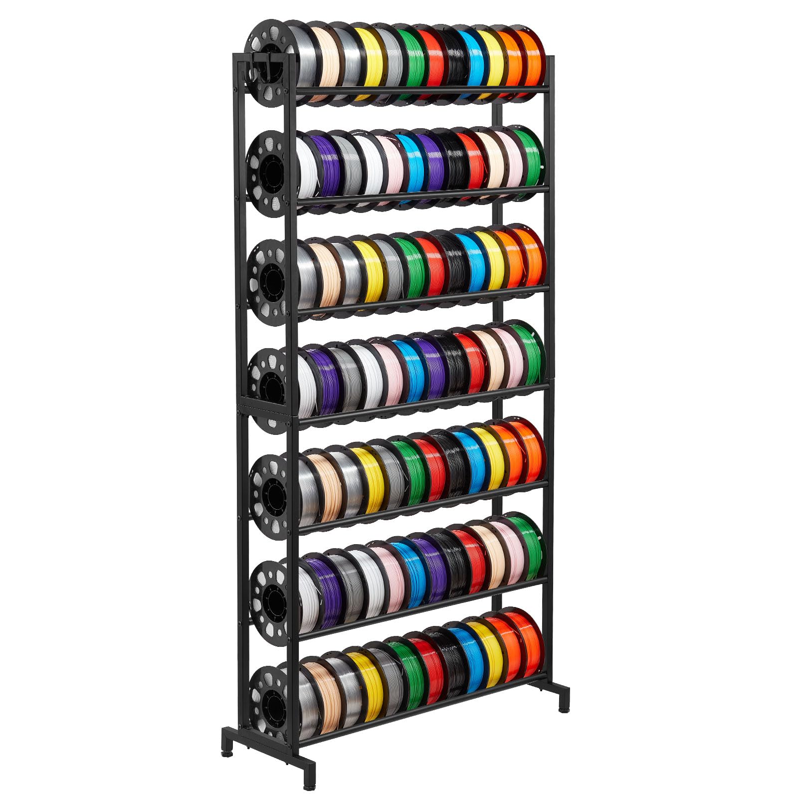 VEVOR Filament Lagerregal für 3D-Drucker, 7 Ebenen, Filamentspulenhalter, 840 x 320 x 1650 mm, Tragkraft 54,4 kg pro Ebene, 3D-Druckerzubehör für 3D-Druckstudio, Werkstatt, Schwarz