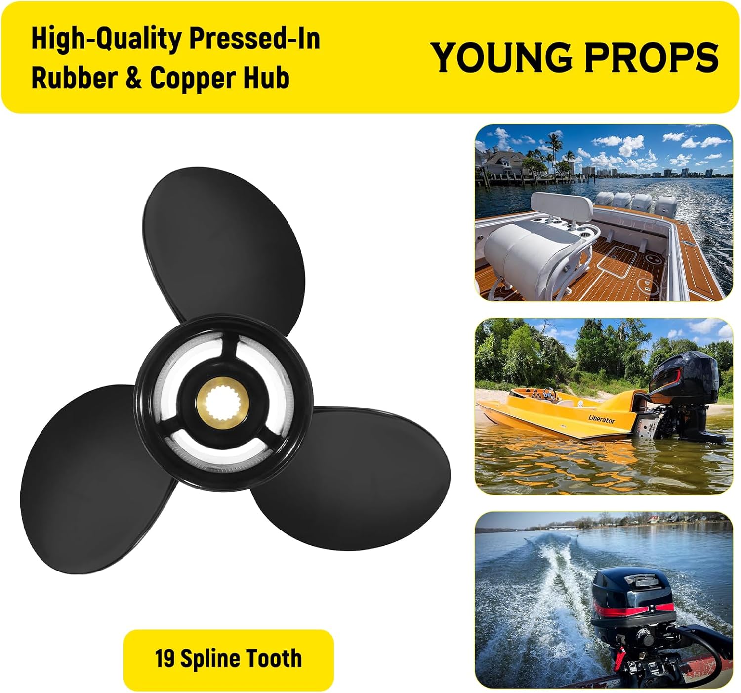 YOUNG PROPS 14.3 x 21 Replace OEM#3817469 Aluminum Outboard Boat Propeller for Volvo Penta SX Sterndrives Drive Engines 130-300HP 3 Blades 19 Spline Tooth RH