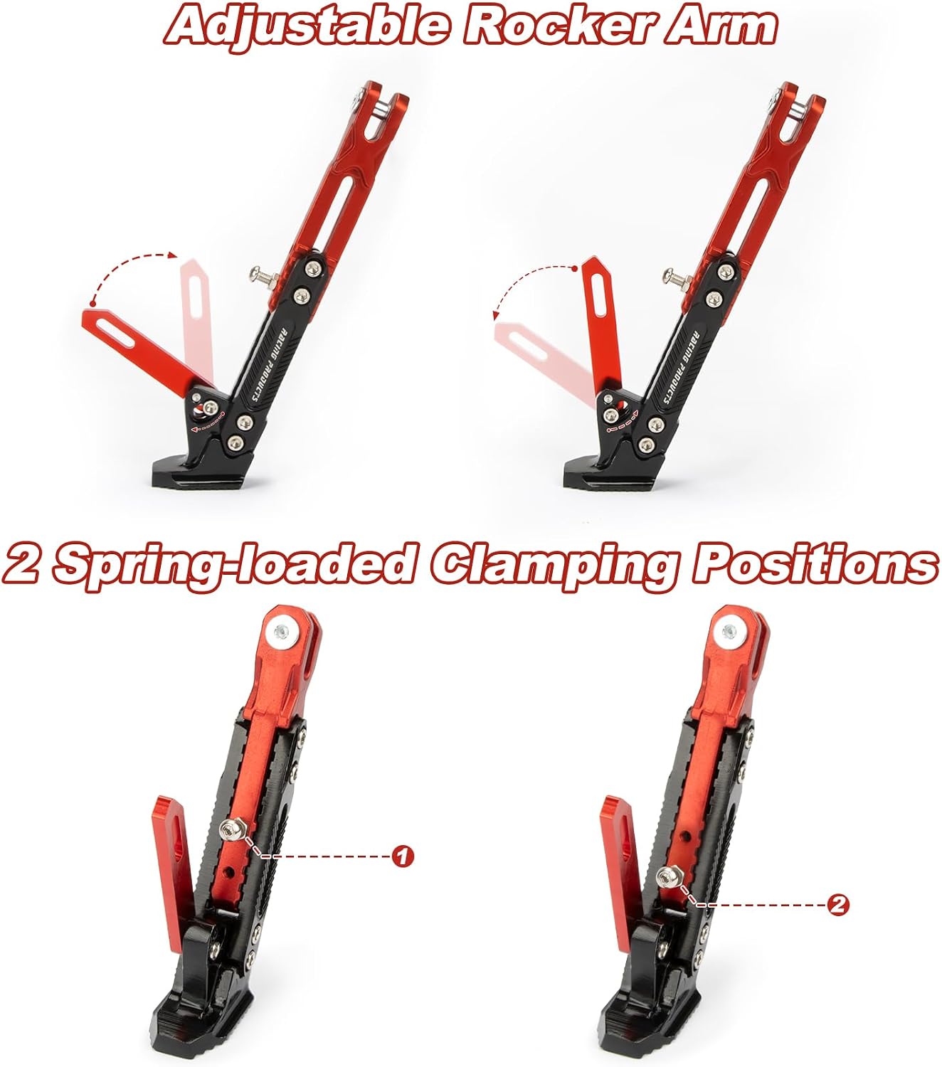 Universal Motorcycle Side Stand - PSLER Adjustable Aluminum Alloy Short Motorcycle Kickstand for Electric Scooter Motorbike Mini Pit Dirt Bike, Red