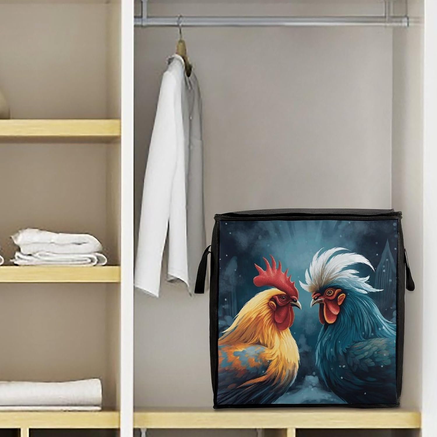 Chicken Pattern Storage Bags Moving Bags Storage Bins | Comforter Storage Bag Reinforced Handles & Zippers Foldable Closet Organizers and Storage for Blanket Pillow Clothes