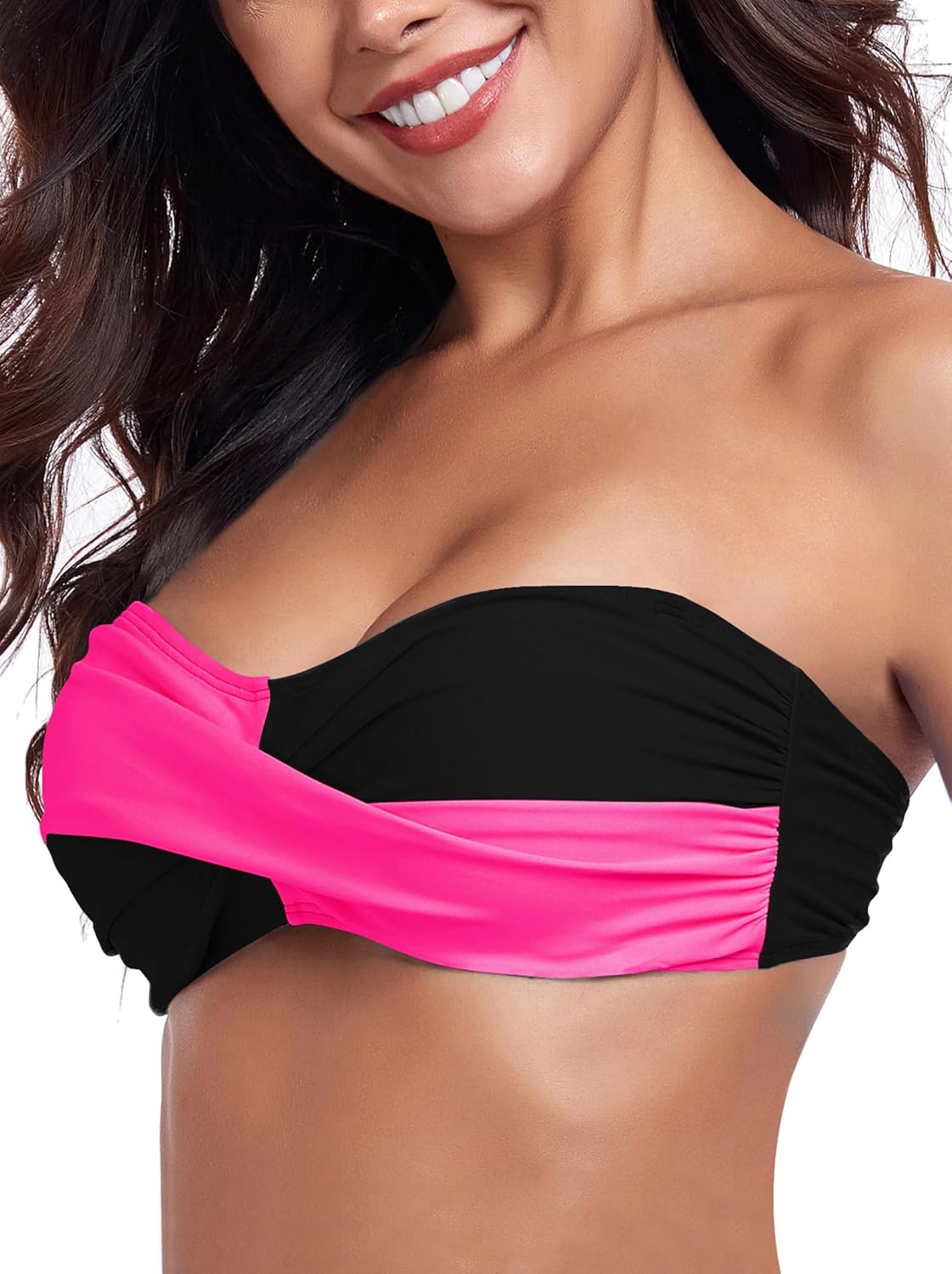 Ocean Blues Women's Strapless Bikini Top Bandeau Swimsuit Off Shoulders Bikini Top Wire-Free Bathing Suit Top - Image 2