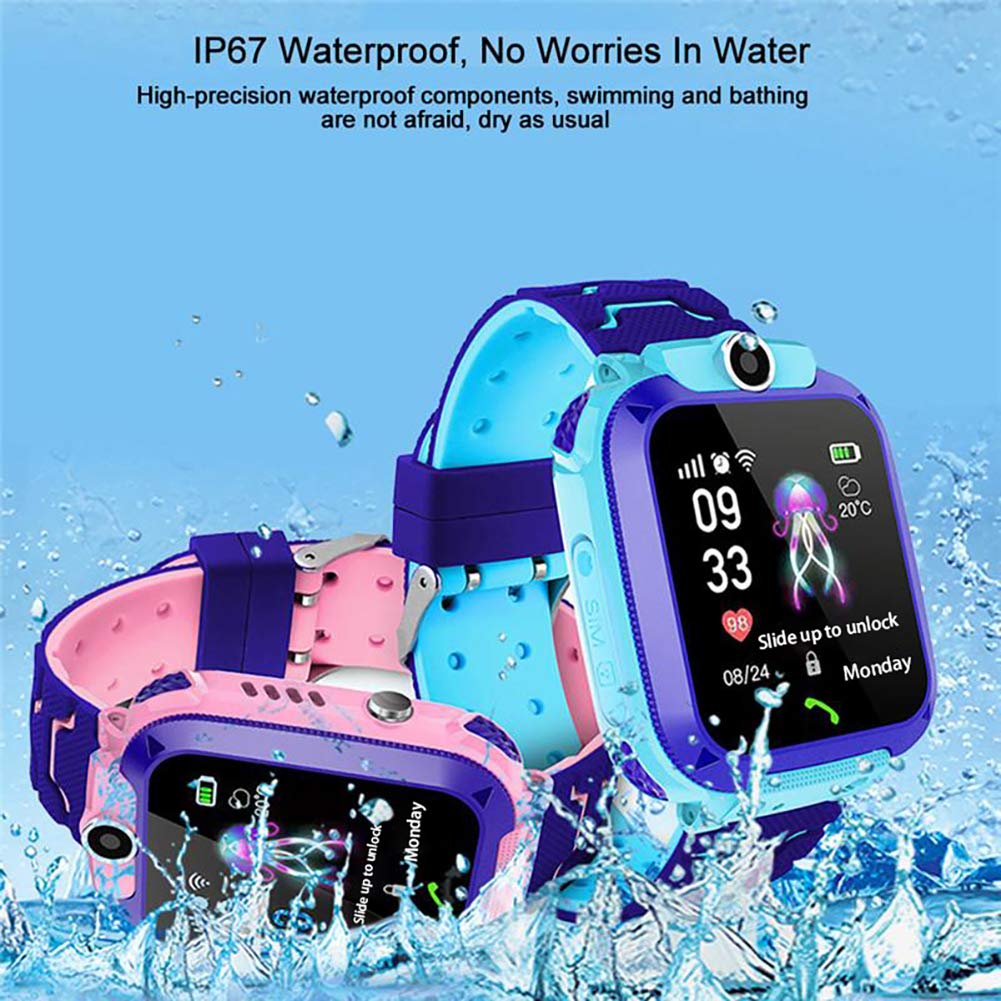 Enfants Smartwatch imperméable avec GPS Tracker Jeu de téléphone Montres SOS Appelez 3-12 pour Les Cadeaux IP67 d'anniversaire de Noël Filles et garçons avec caméra Voice Chat