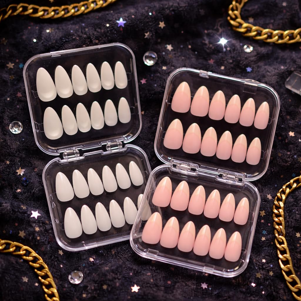 48PCS Press On Nails Combo | Artificial False Nail Extensions for Women | Solid White Matte & Nude Beige French Tip | Reusable Fake Nails with 2 Application Kits, Glue, Adhesive Tabs & Tools | Premium Gift Set-picture-10