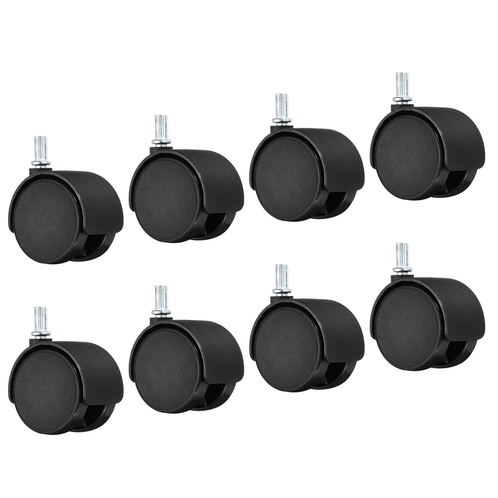 PATIKIL 2 Inch Stem Swivel Casters, 8 Pack Nylon 360 Degree Swivel Stem Wheels for Chair Desk Furniture Replacement, Black